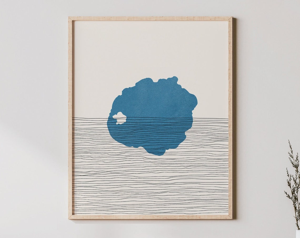 Crater Lake Oregon Wizard Island Minimalist Lake Map Boho Print