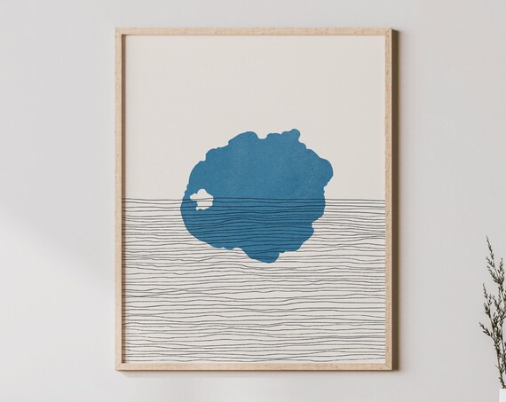 Crater Lake Oregon Wizard Island Minimalist Lake Map Boho Print