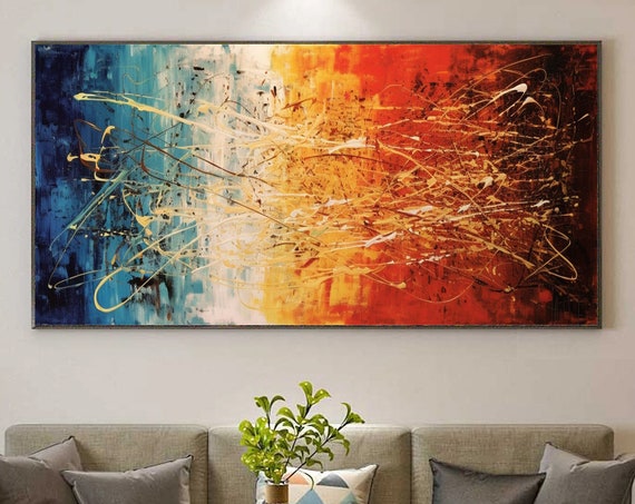 Modern Abstract Fantasy Oil Painting Line Texture 3d Hand Painted Art Contemporary Creative Artwork Bold Color Design Living Room Wall Decor