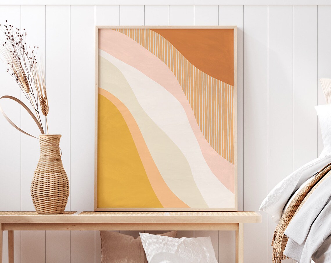 Boho Abstract Art Print, Modern Bedroom Decor