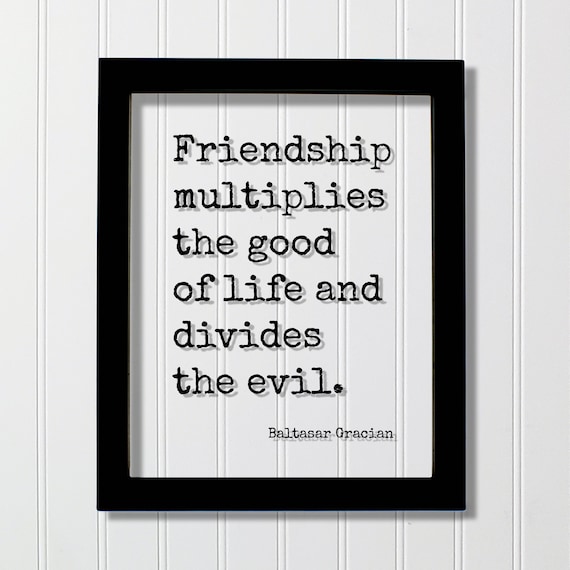 Baltasar Gracian Friendship Quote Floating Glass Typewriter Poster