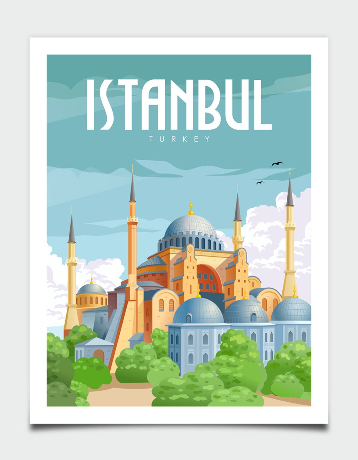Istanbul Turkey Hagia Sophia Mosque Domes Retro Travel Poster - Image 4