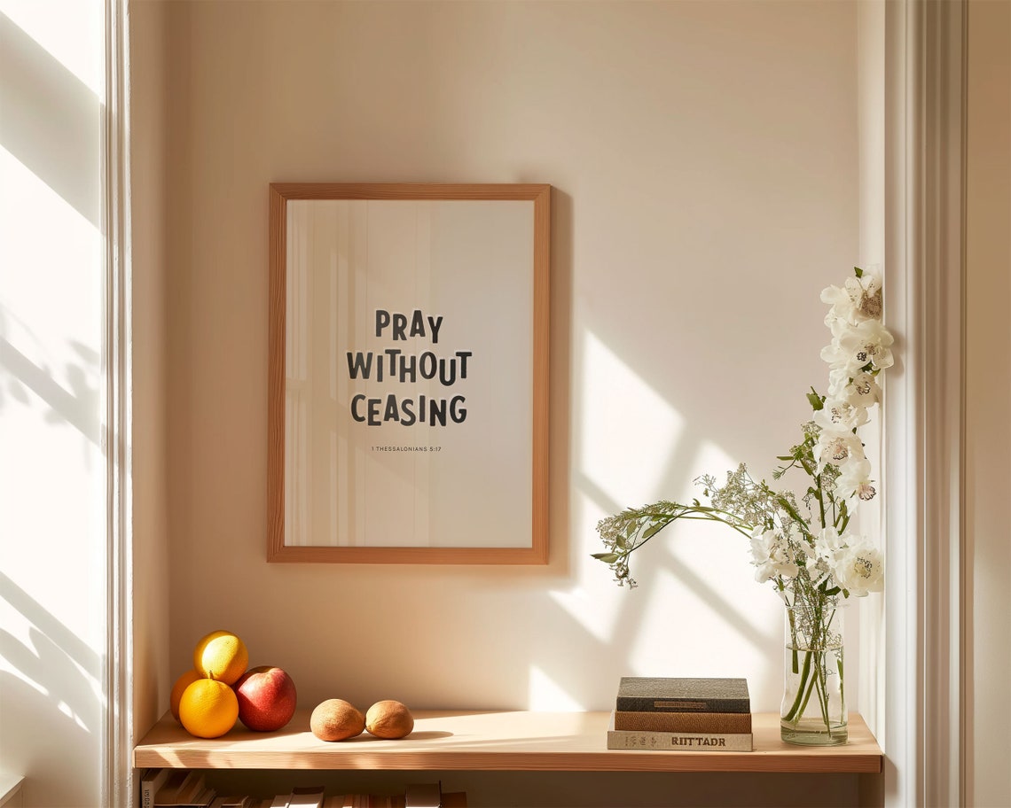 1 Thessalonians 5 17 Pray Without Ceasing Playful Beige Bible Poster - Image 5
