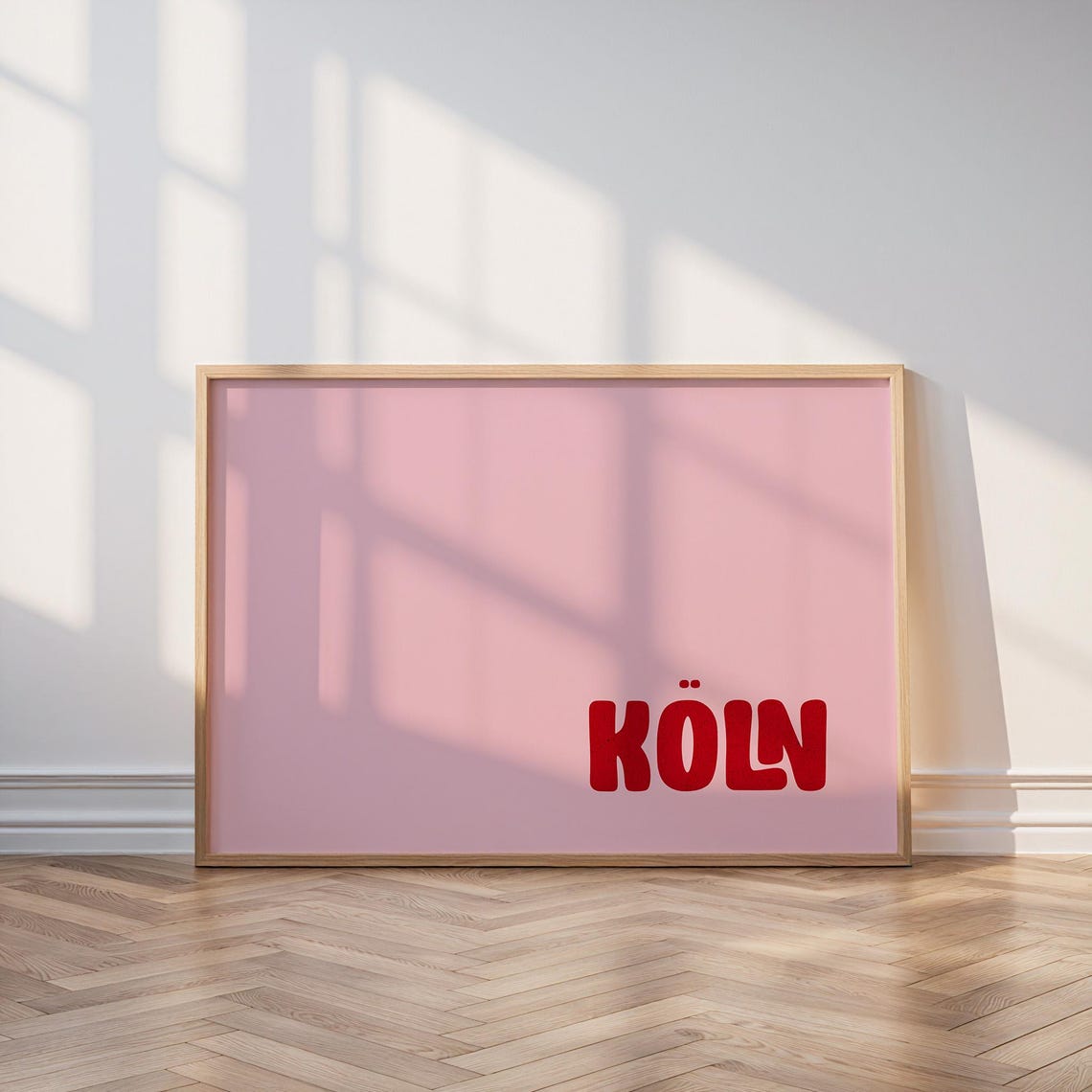 Koln Bold Red Typography Pink Minimalist German City Gallery Print