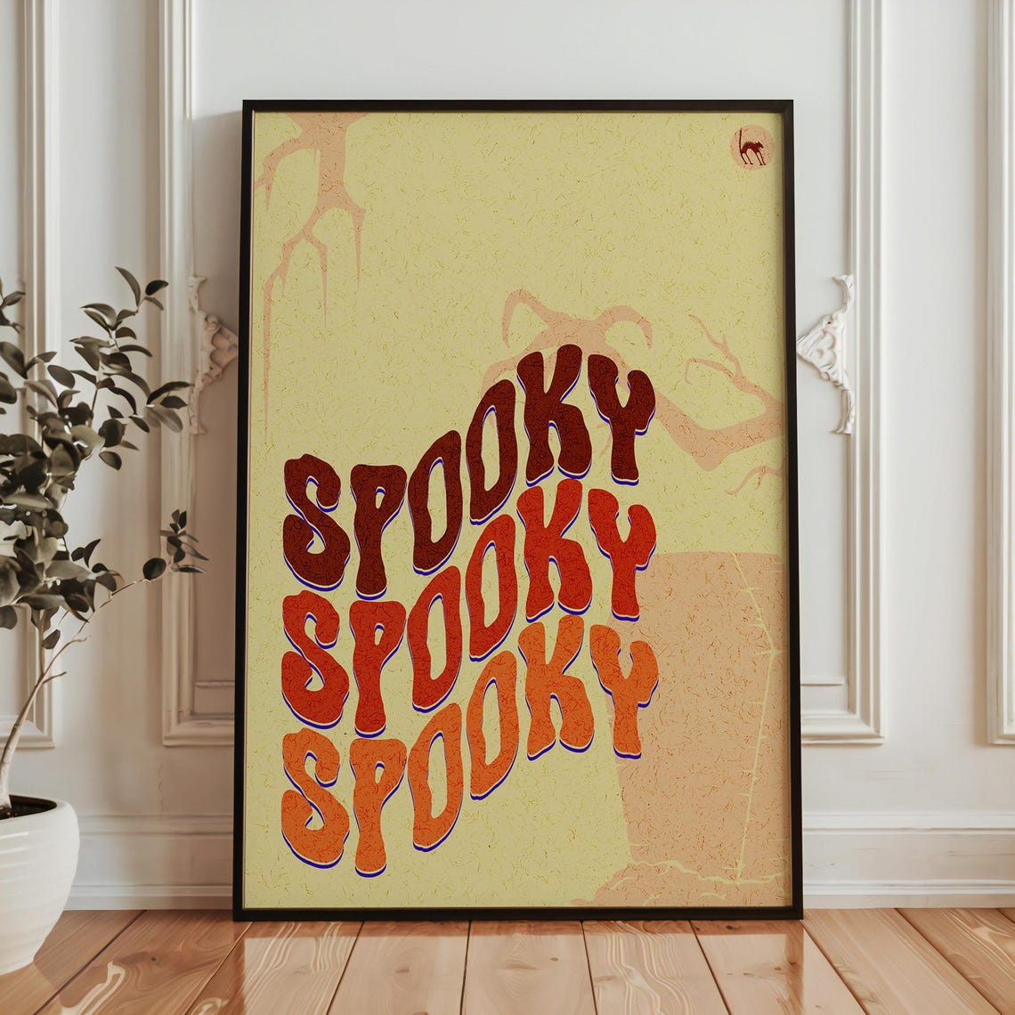 Spooky Typography Poster Retro Halloween Wall Art In Orange Brown