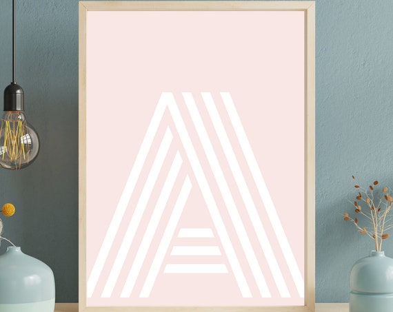Alphabet A Letter Monogram Poster Art Print A Letter Letter Artwork Retro Poster Letter A Print Pink Wall Art Prints