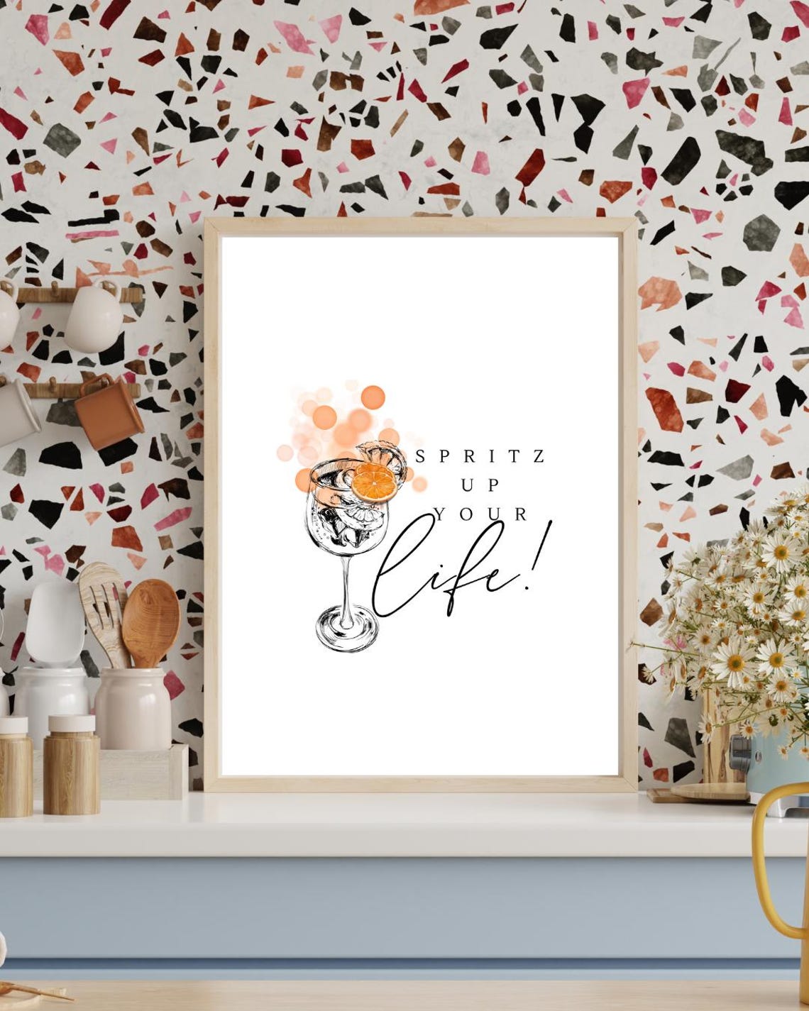 Spritz Up Your Life Aperol Cocktail Glass Illustration Poster - Image 2