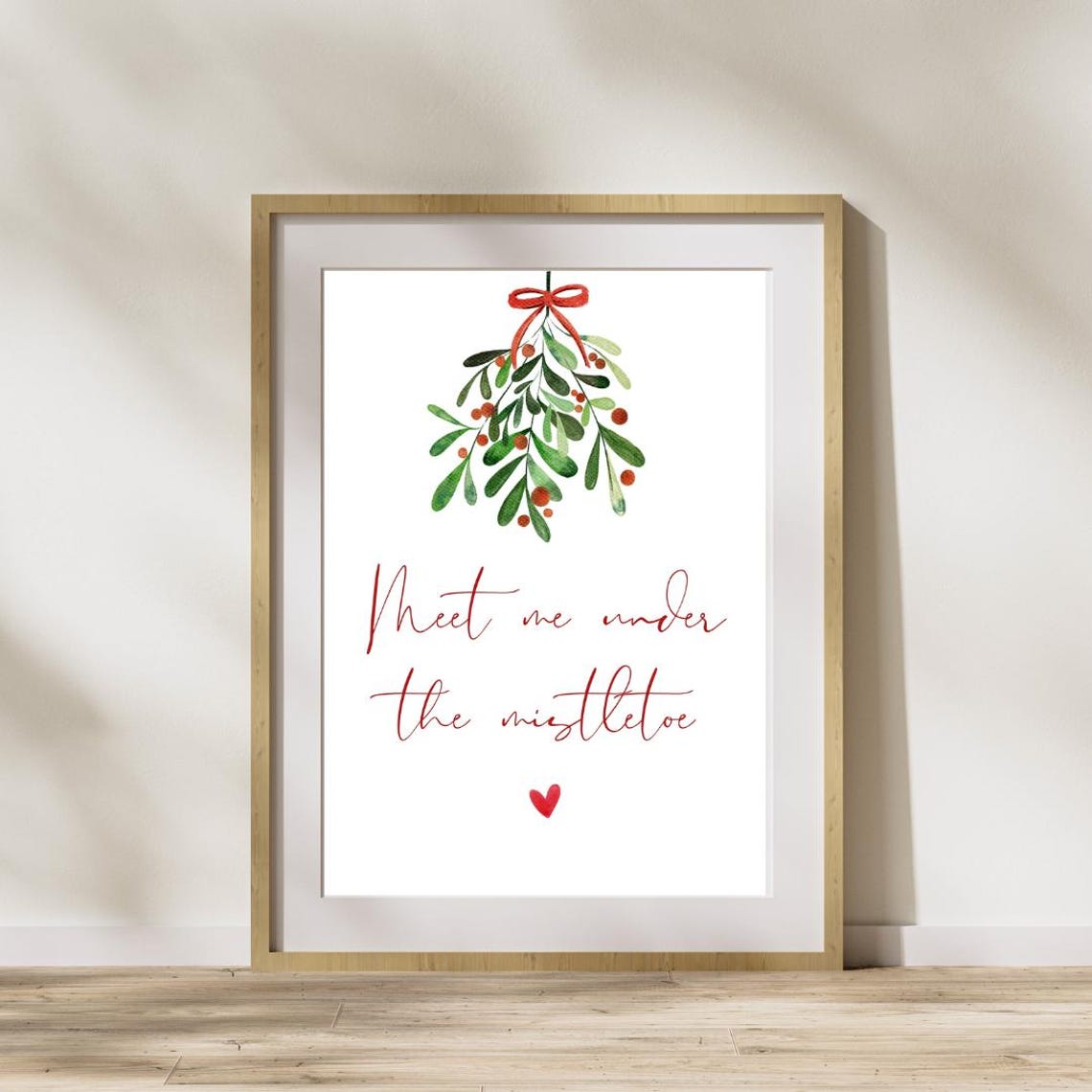 Meet Me Under The Mistletoe Watercolor Christmas Quote Poster - Image 3