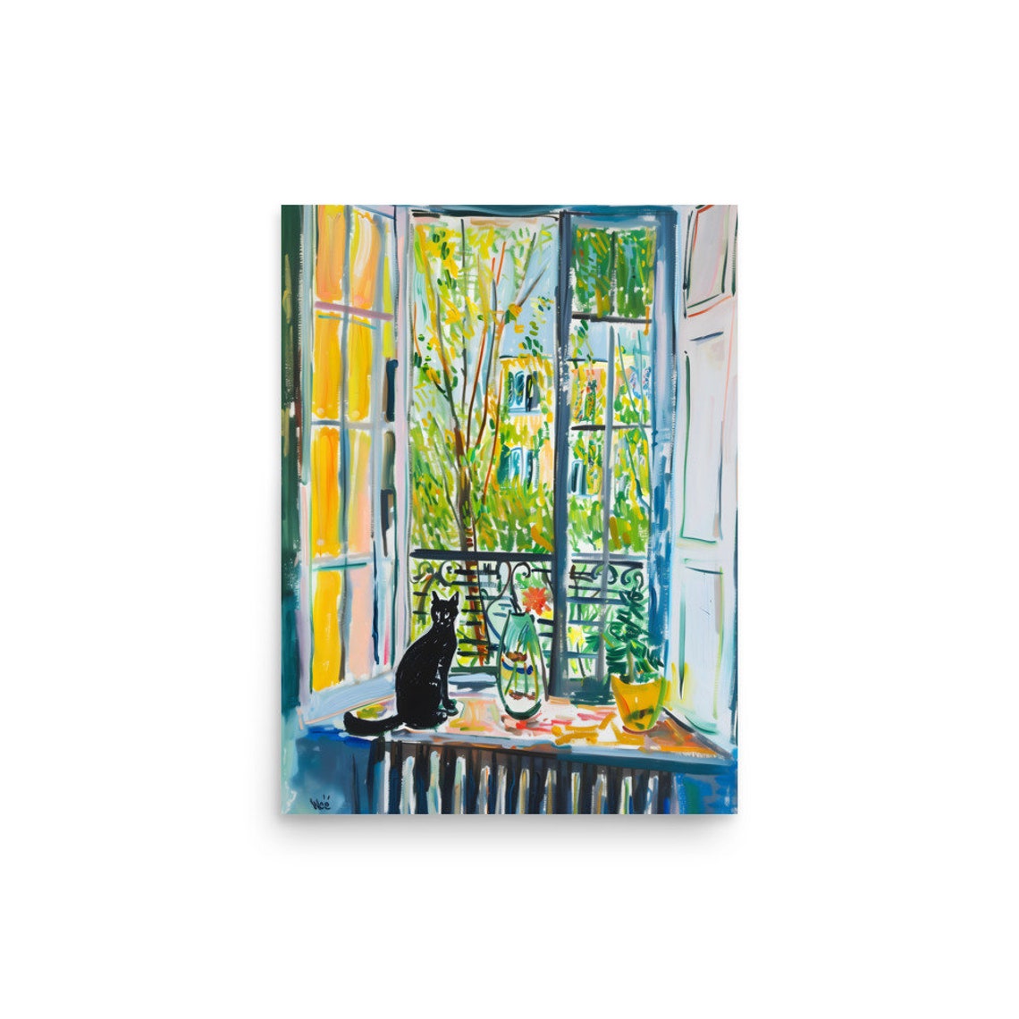 Henri Matisse Style Open Window Black Cat Paris Balcony Poster - Image 2