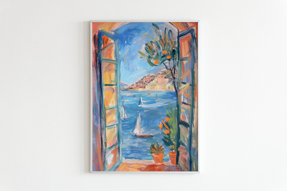 Matisse Open Window Poster, Mediterranean Seaside Print