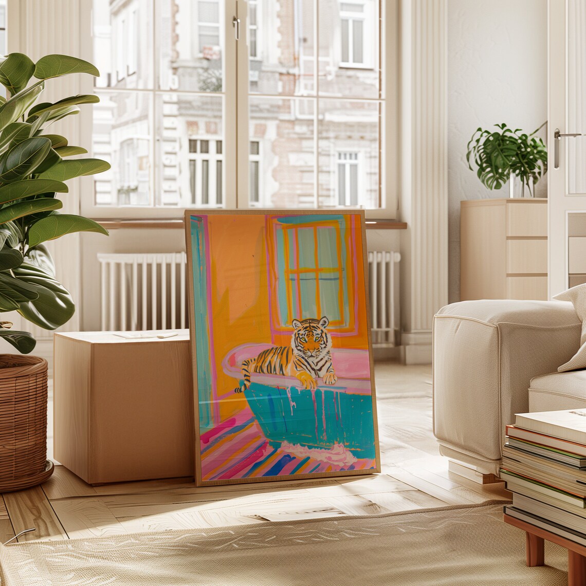 Tiger In Bath Poster, Maximalist Bathroom Print - Image 5