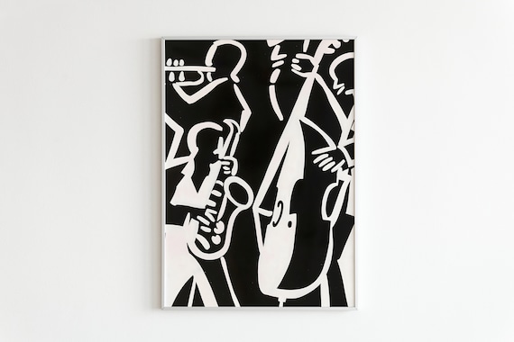 Jazz Poster Art, Maximalist Saxophone Music Poster