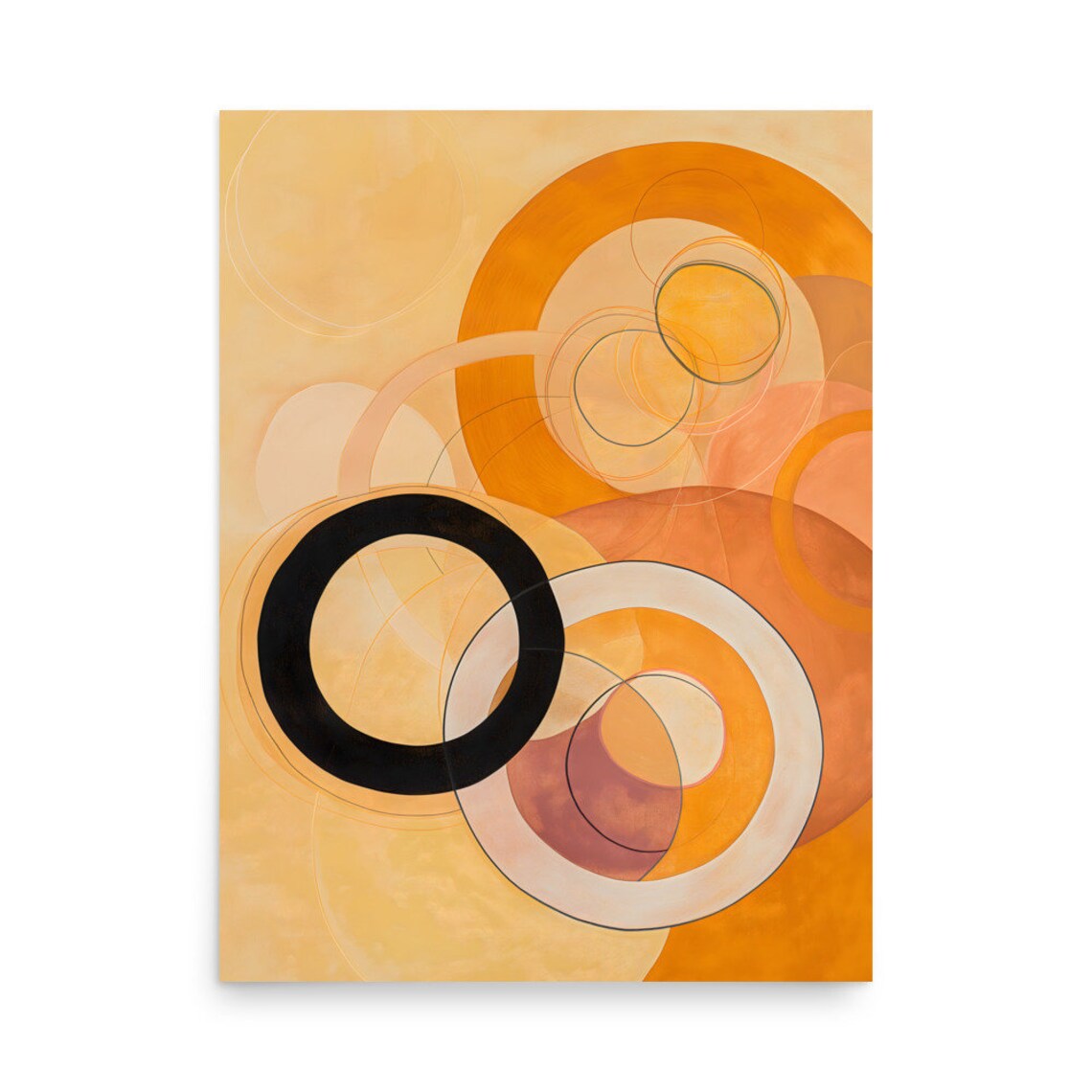 Hilma af Klint Style Amber Circles Overlapping Ovals Warm Art Poster - Image 5