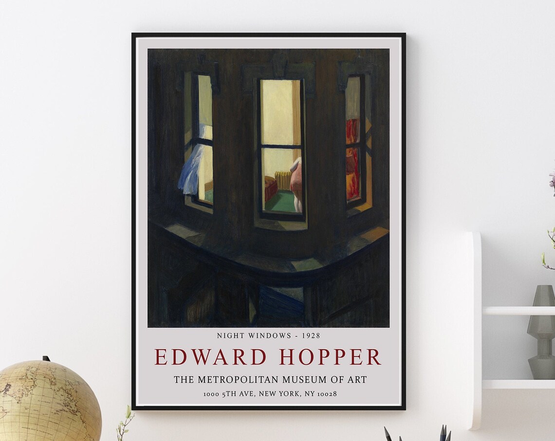 Edward Hopper Night Windows Exhibition Poster Art Print - Image 3