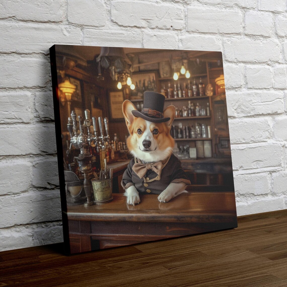 Corgi Bartender Art Print, Dapper Barkeeper - Image 4