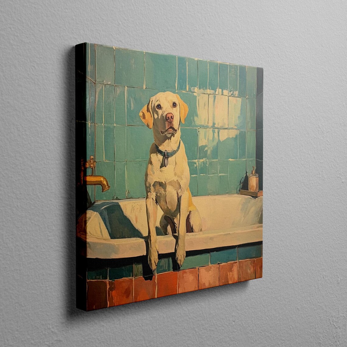 Labrador Bath Bathroom Decor Print, Yellow Lab - Image 2