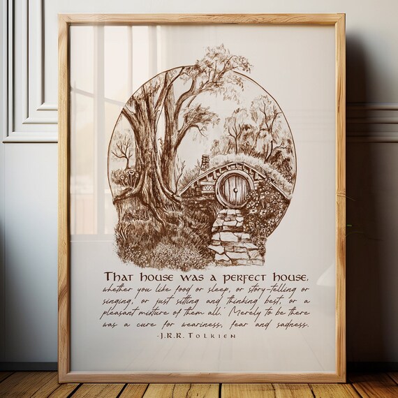 Framed Lord Of The Rings Wall Art That House Was A Perfect Hobbit Hole Artwork Jrr Tolkien Quote Gift For Lotr Fan