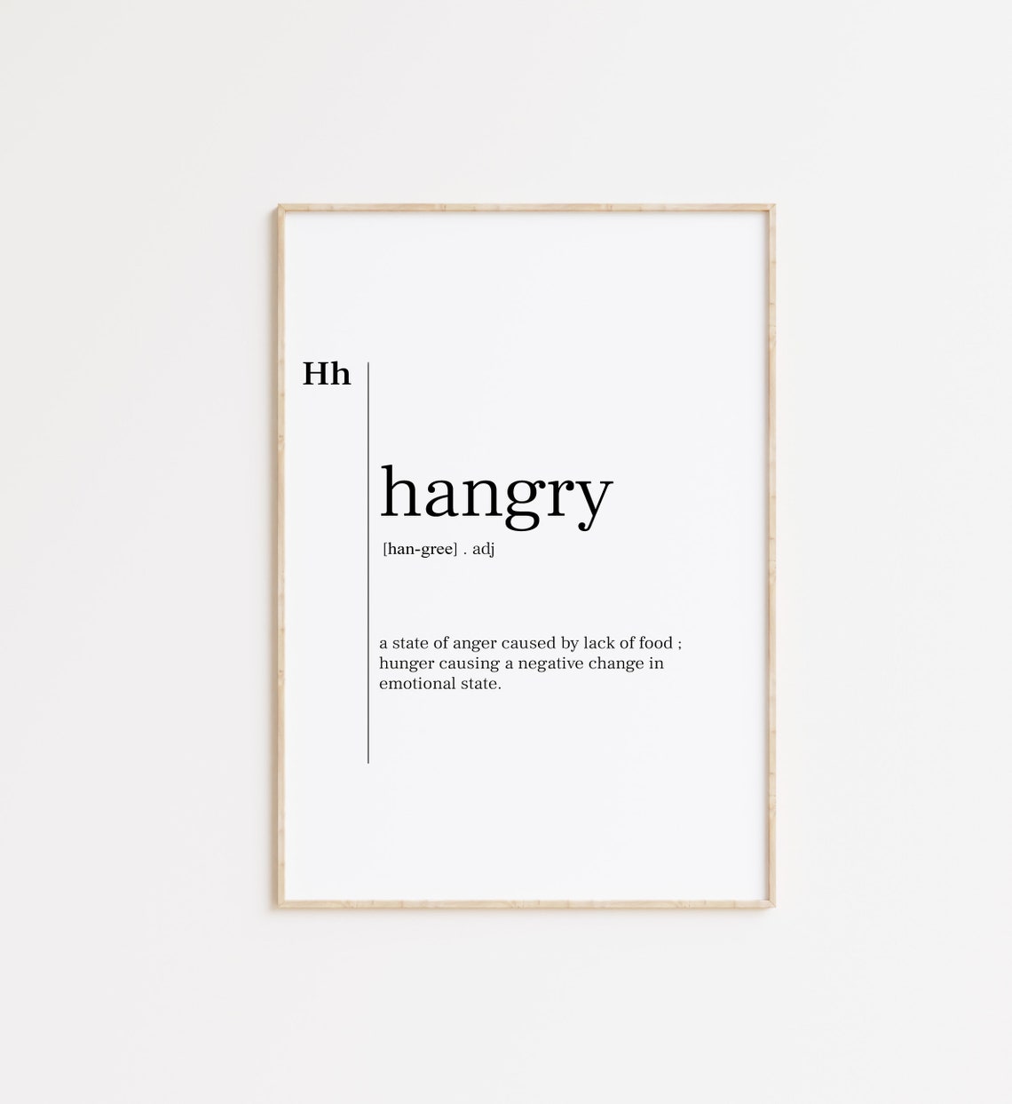 Hangry Adjective Funny Definition Hunger Anger Minimalist Quote Poster