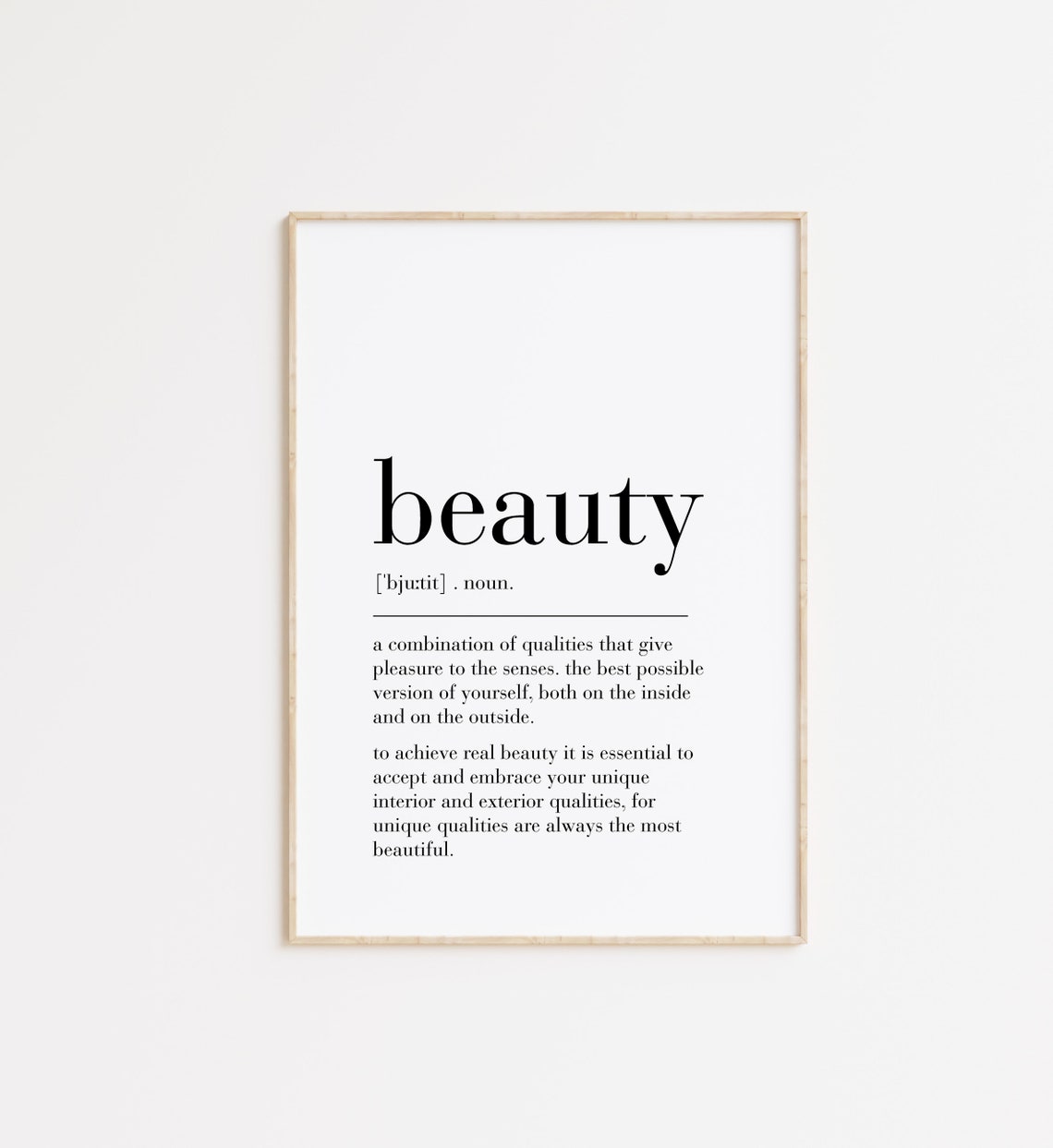 Beauty Definition Poster Self Love Quote Dictionary Inspirational