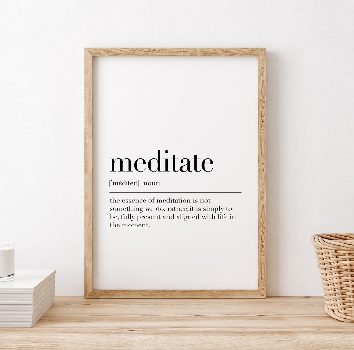 Meditate Definition Poster Mindfulness Quote for Yoga Room Wall Decor - Image 2