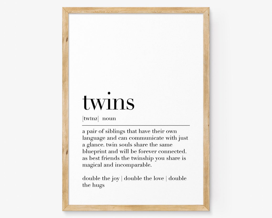 Twins Definition Print Twins Quote Wall Art Twins Gifts Twins Girls Decor Twins Funny Gifts Dictionary Poster Birthday Gifts