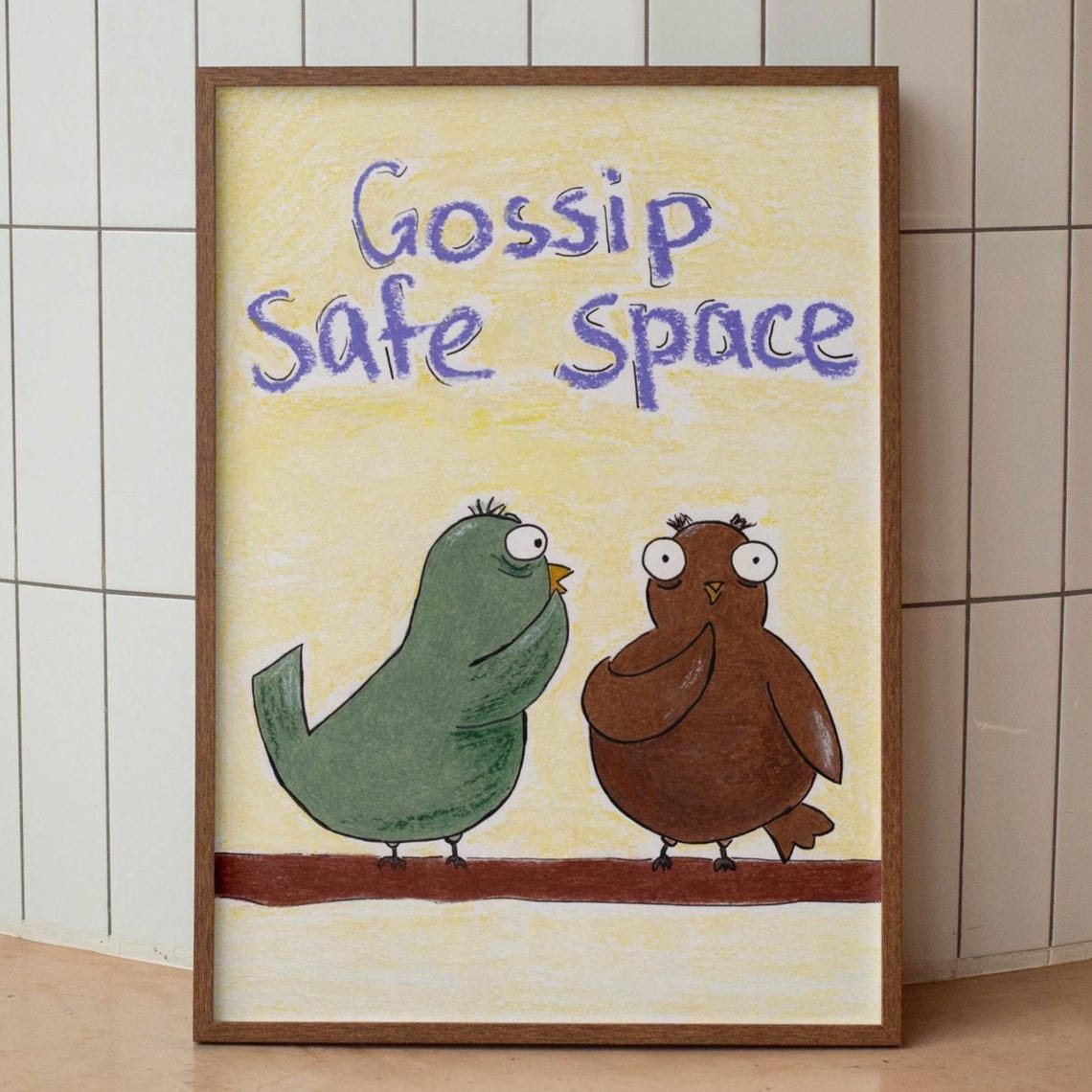 Gossip Safe Space Funny Goofy Birds Best Friends Kitchen Poster