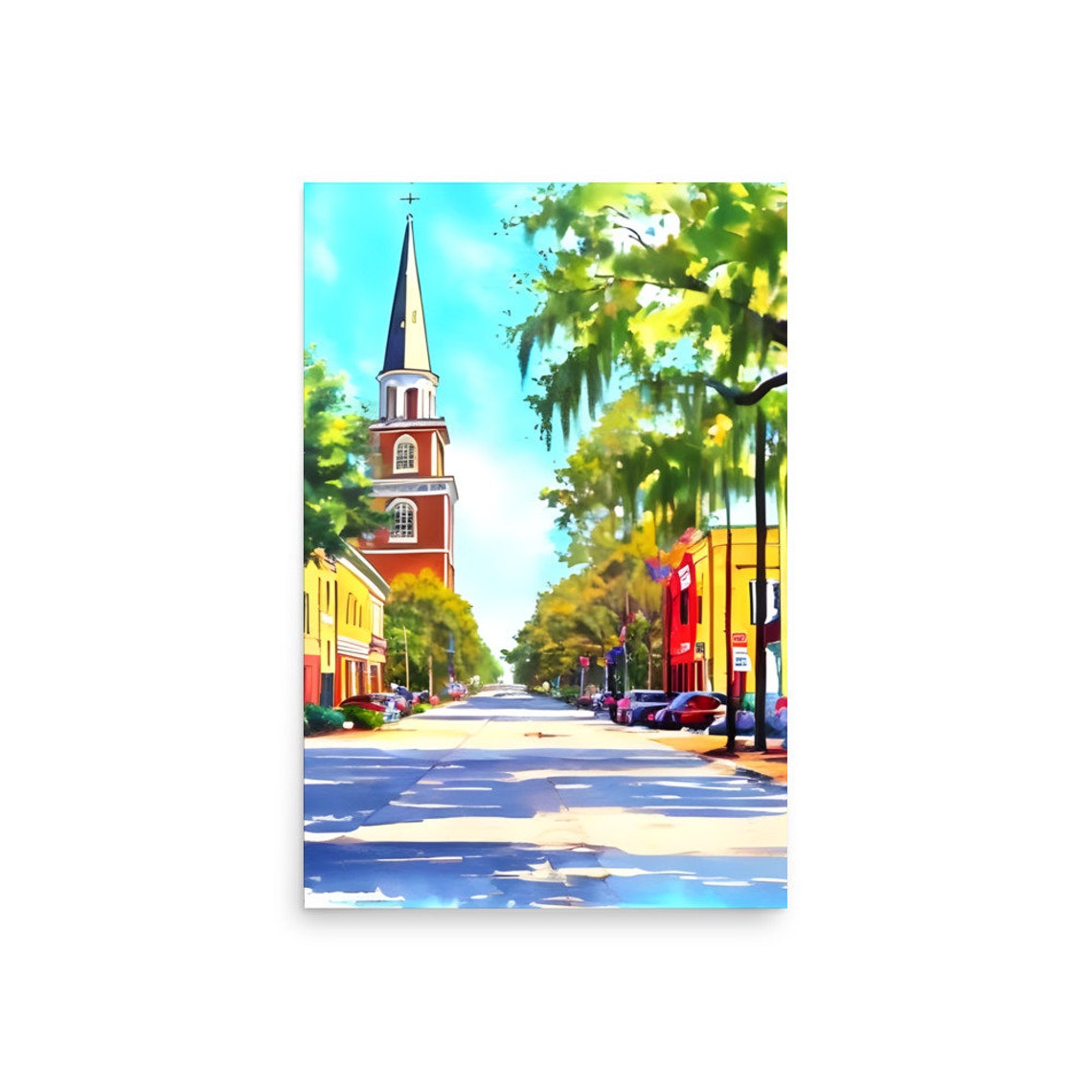 Church Street Painting Charleston South Carolina Watercolor Very Colorful Art Canque Terre Art Print Charleston Cityscape Wall Art Print - Image 4