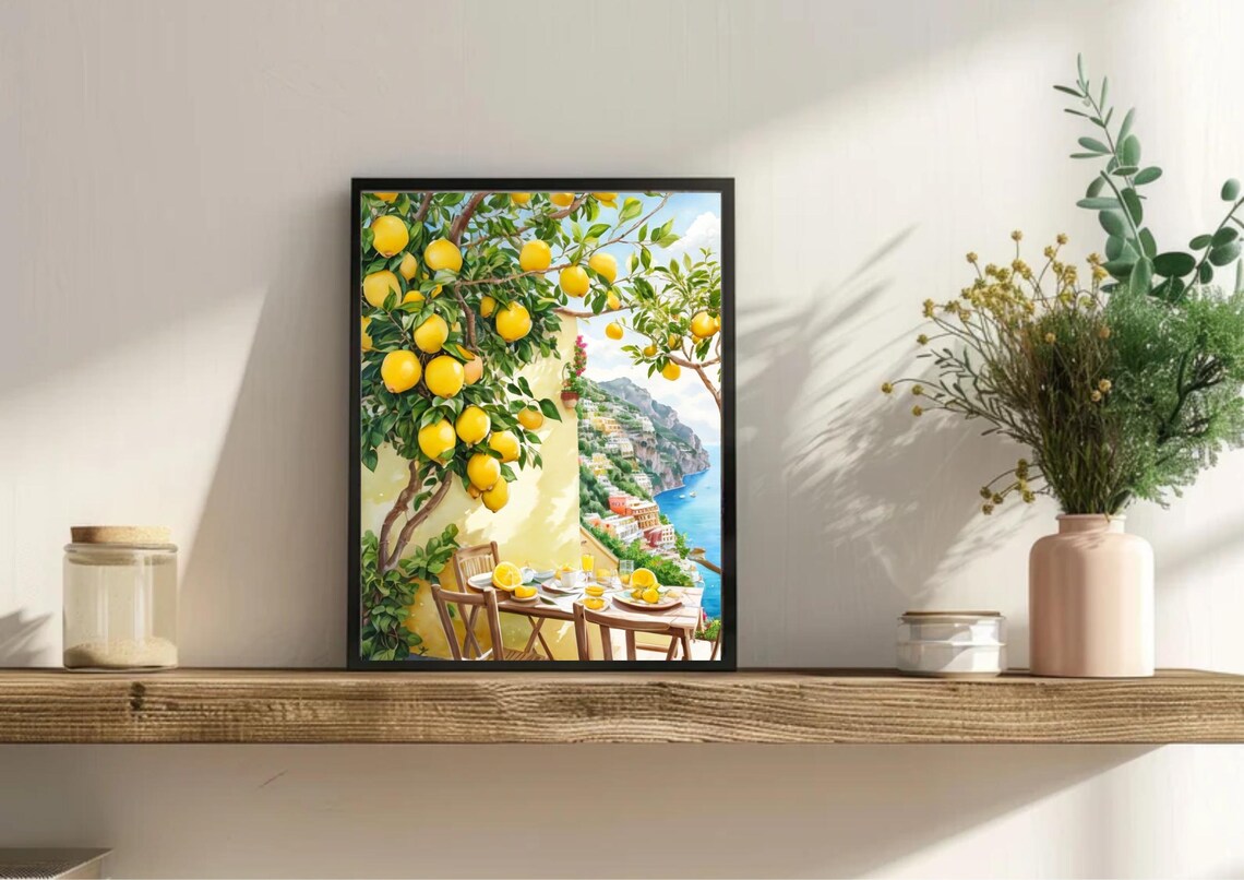 Positano Watercolor Art Print, Amalfi Coast Cityscape - Image 2