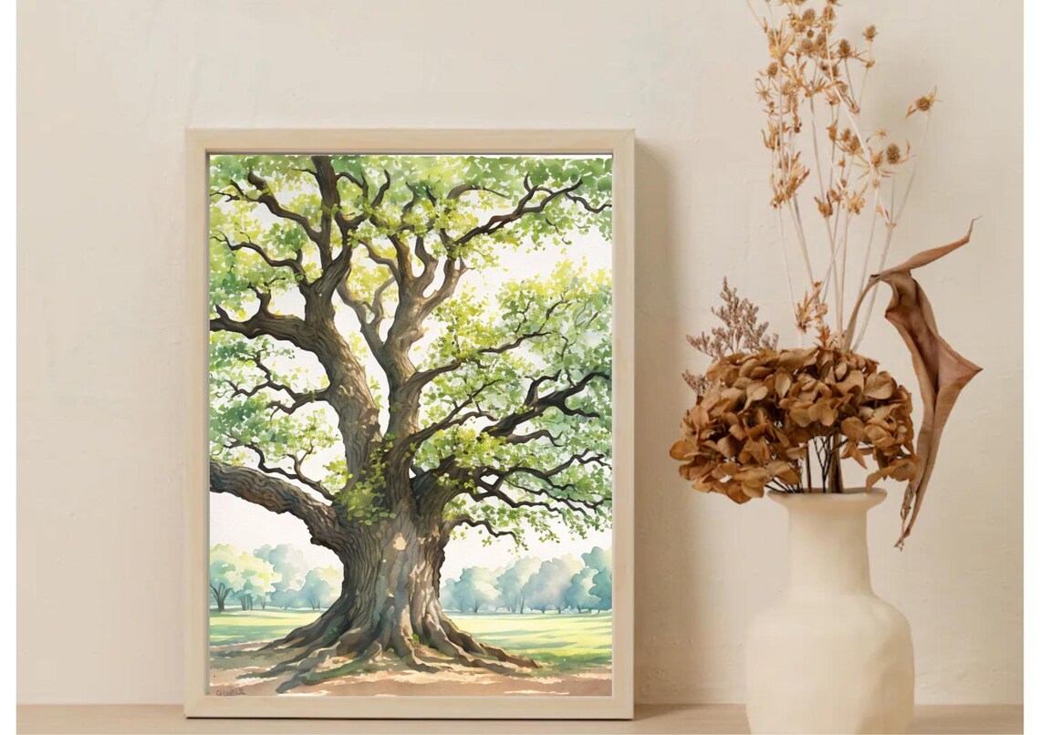 Oak Tree Watercolor Art Print, Louisiana Oak Park - Image 5