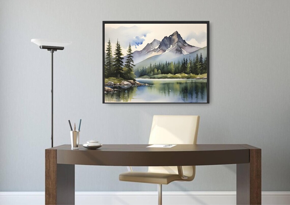 Sawtooth Range and Alice Lake Watercolor Travel Poster - Image 5
