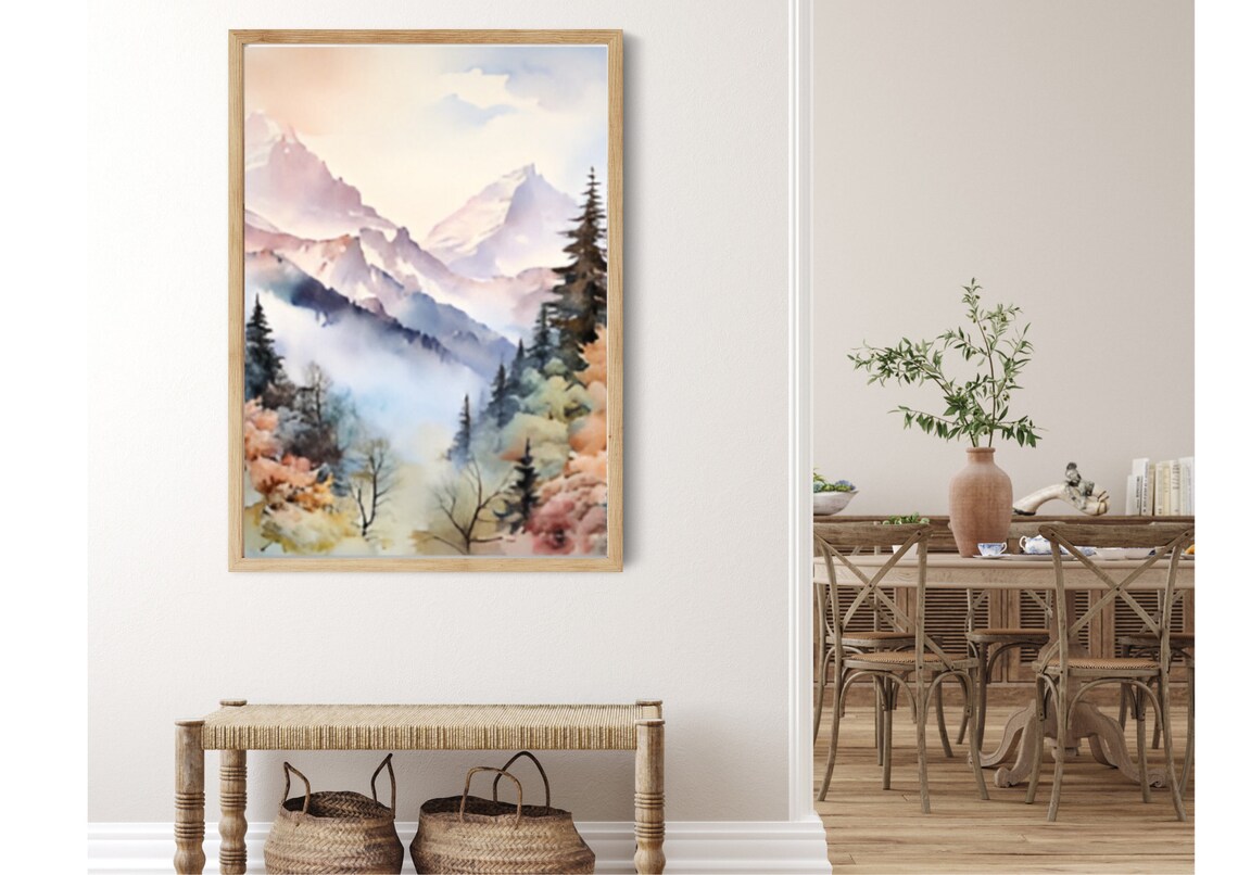 Rocky Mountains Watercolor Art Print, Colorado Landscape - Image 3