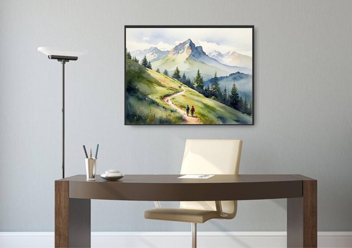 West Maroon Pass Painting Aspen Colorado Landscape Watercolor Art Print Hiking Trail Art Mountaineers Wall Art Colorado Travel Poster - Image 4