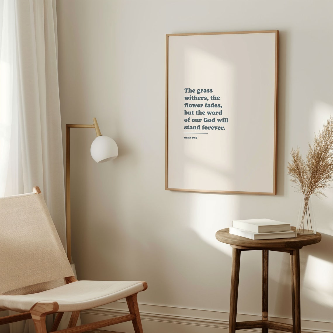Isaiah 40 8 Christian Bible Verse Print The Word Of The Lord Stands Forever Baby Room Christian Print Faith Wall Art The Grass Withers - Image 2