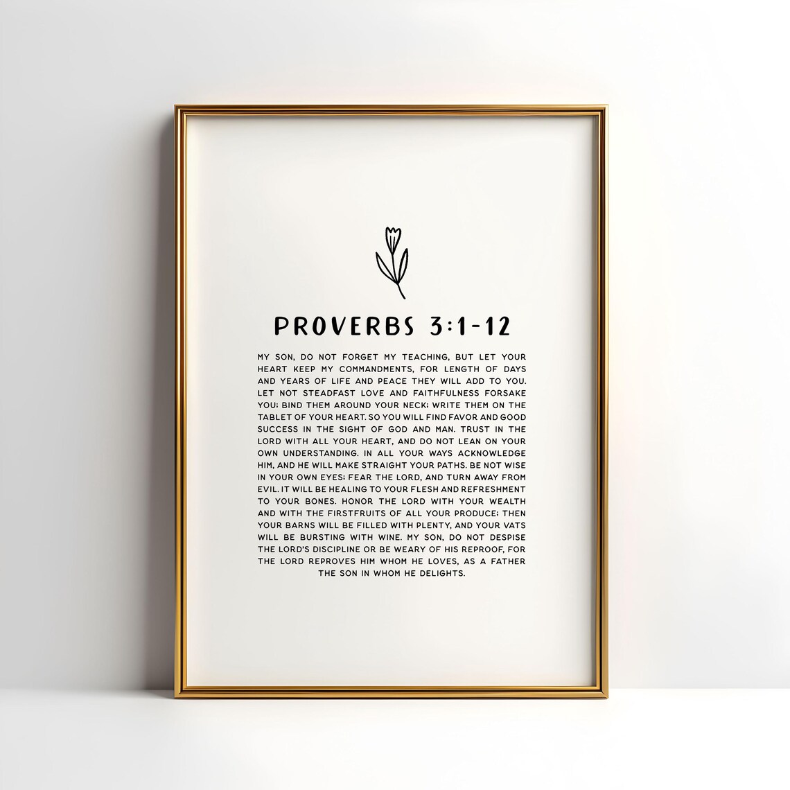 Proverbs 3 1 12 Trust In The Lord Minimalist Full Text Bible Verse Poster