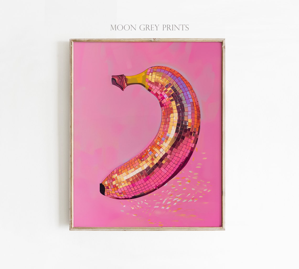 Banana Disco Ball Maximalist Painting Poster - Image 2