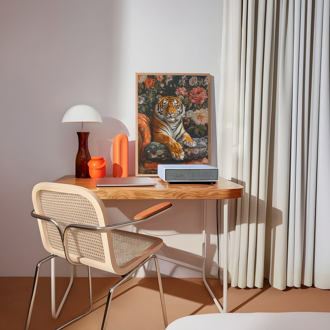 Tiger Laying On Couch, Maximalist Oil Painting - Image 5