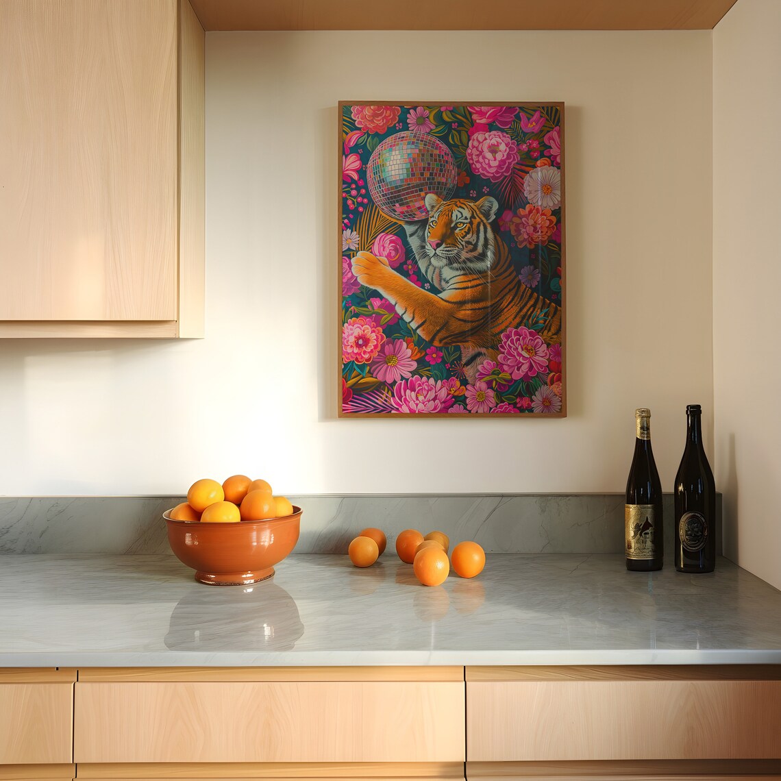 Tiger and Disco Ball, Maximalist Oil Painting - Image 5