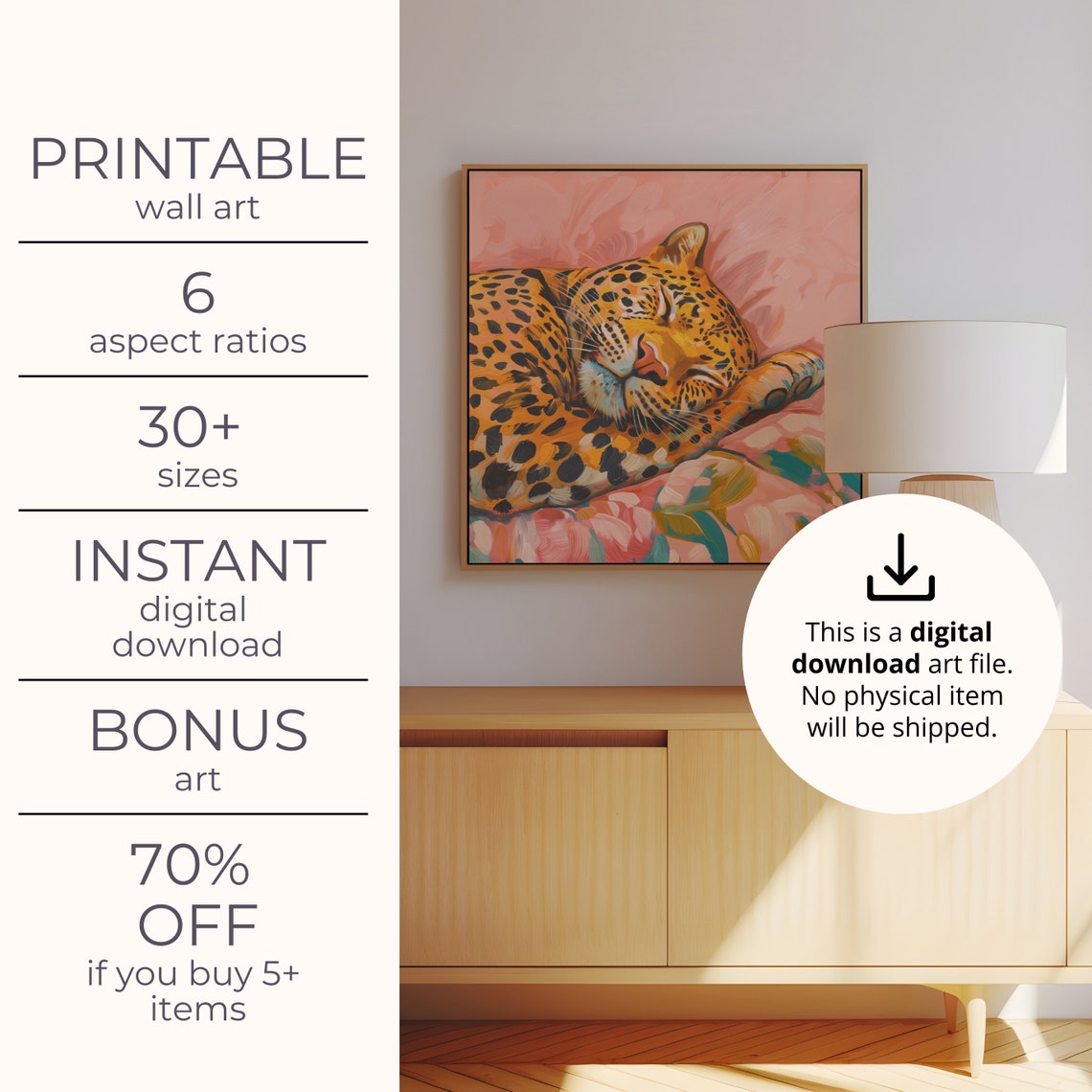 Sleeping Leopard Maximalist Poster Print - Image 4