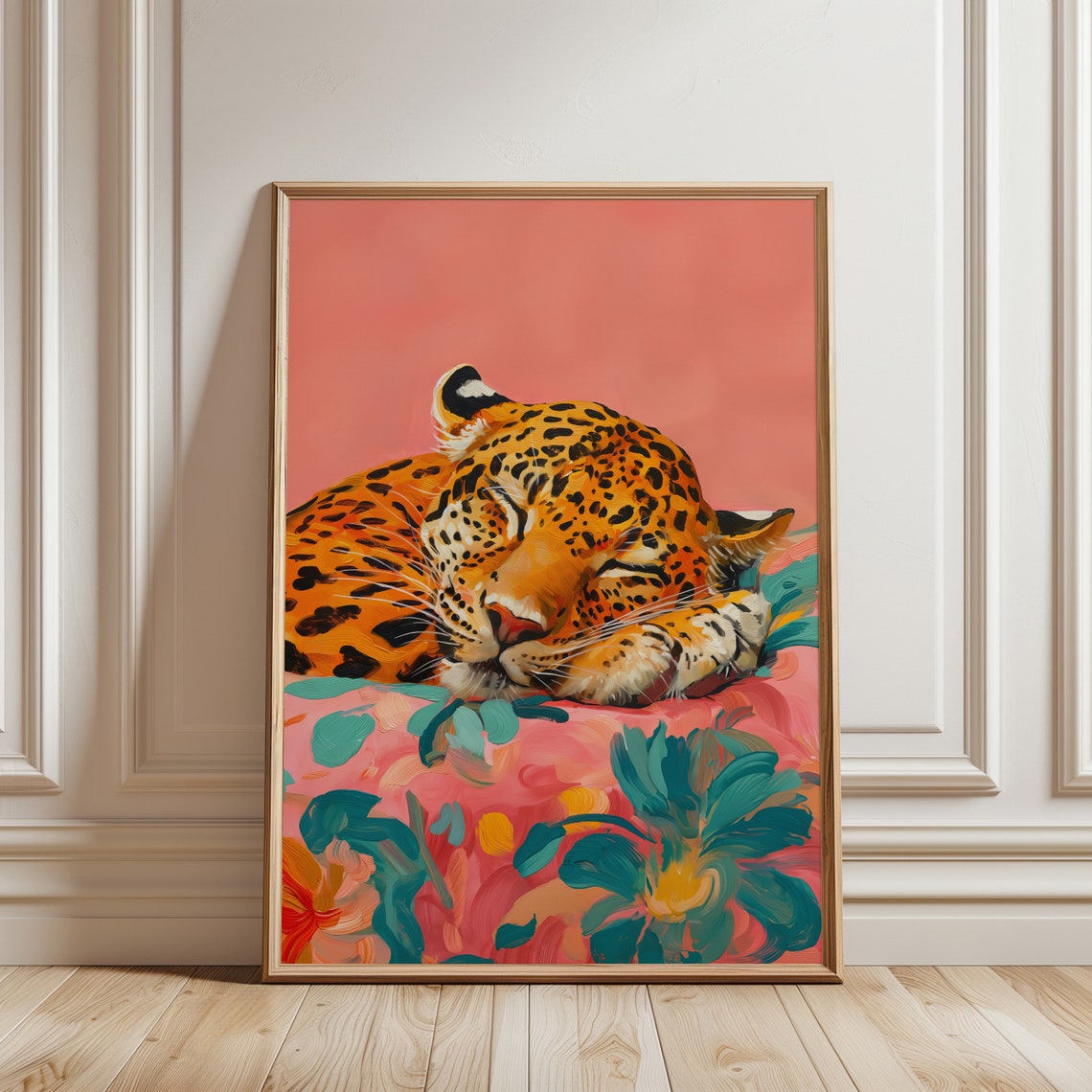 Sleeping Leopard - Maximalist Oil Painting - Image 3