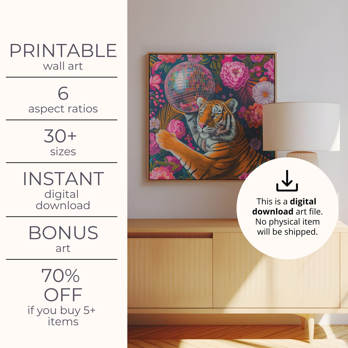 Tiger and Disco Ball, Maximalist Oil Painting - Image 4
