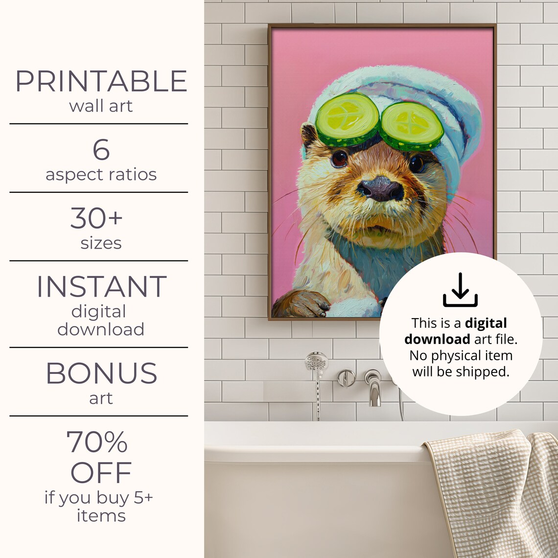 Cute Otter, Maximalist Bathroom Decor Art Print - Image 4