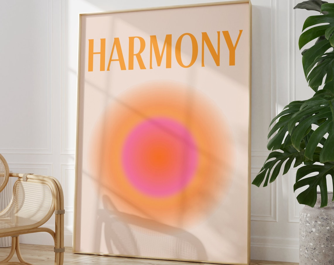 Harmony in Warm Orange Aura Typography Gradient Wellness Poster - Image 3