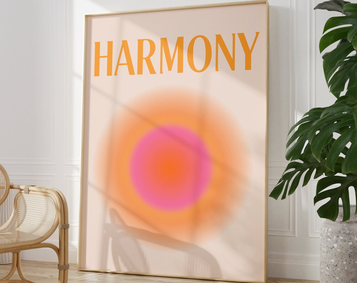 Harmony Print Aura Poster Meditation Wall Art Spiritual Prints Orange Gradient Print Manifest Poster Positive Affirmation 7 Chakra Wall Art - Image 3