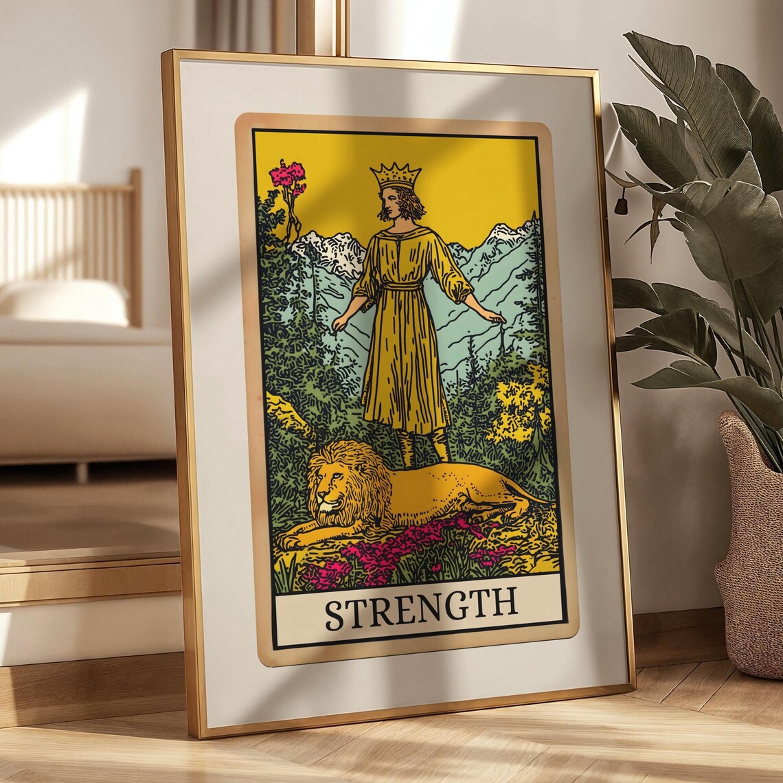 Strength Tarot Card Print Spiritual Art Tarot Wall Art Strength Gifts Witchy Decor Strength Poster Mystical Painting Vintage Medieval Prints - Image 4