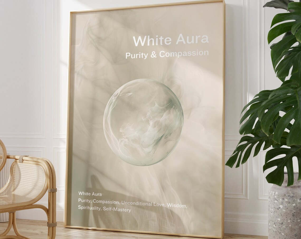 White Aura Purity and Compassion Spiritual Affirmation Poster - Image 2