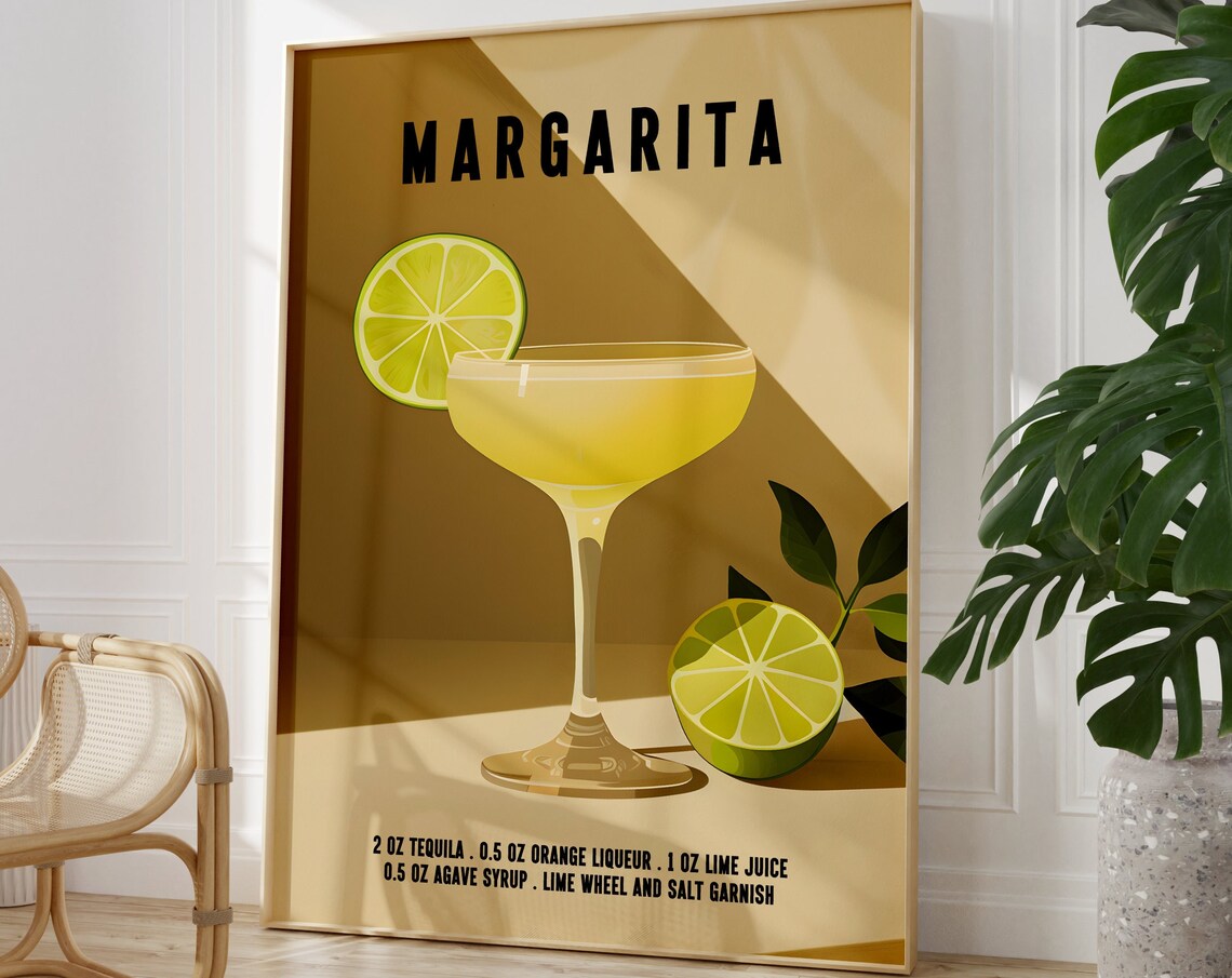 Classic Margarita Lime Cocktail Recipe Retro Bar Decor Poster - Image 2