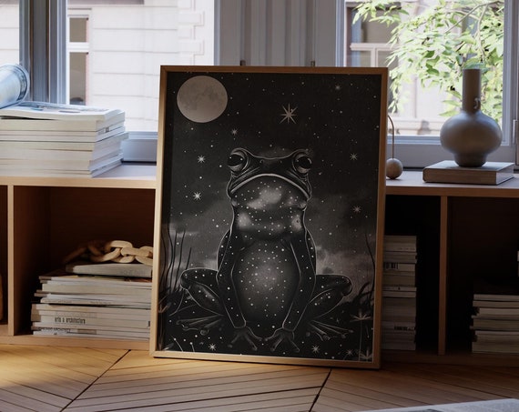 Moody Frog Wall Decor Dark Academia Aesthetic Toad Art Print Moody Halloween Living Room Wall Art Witchy Cabin Poster 1448