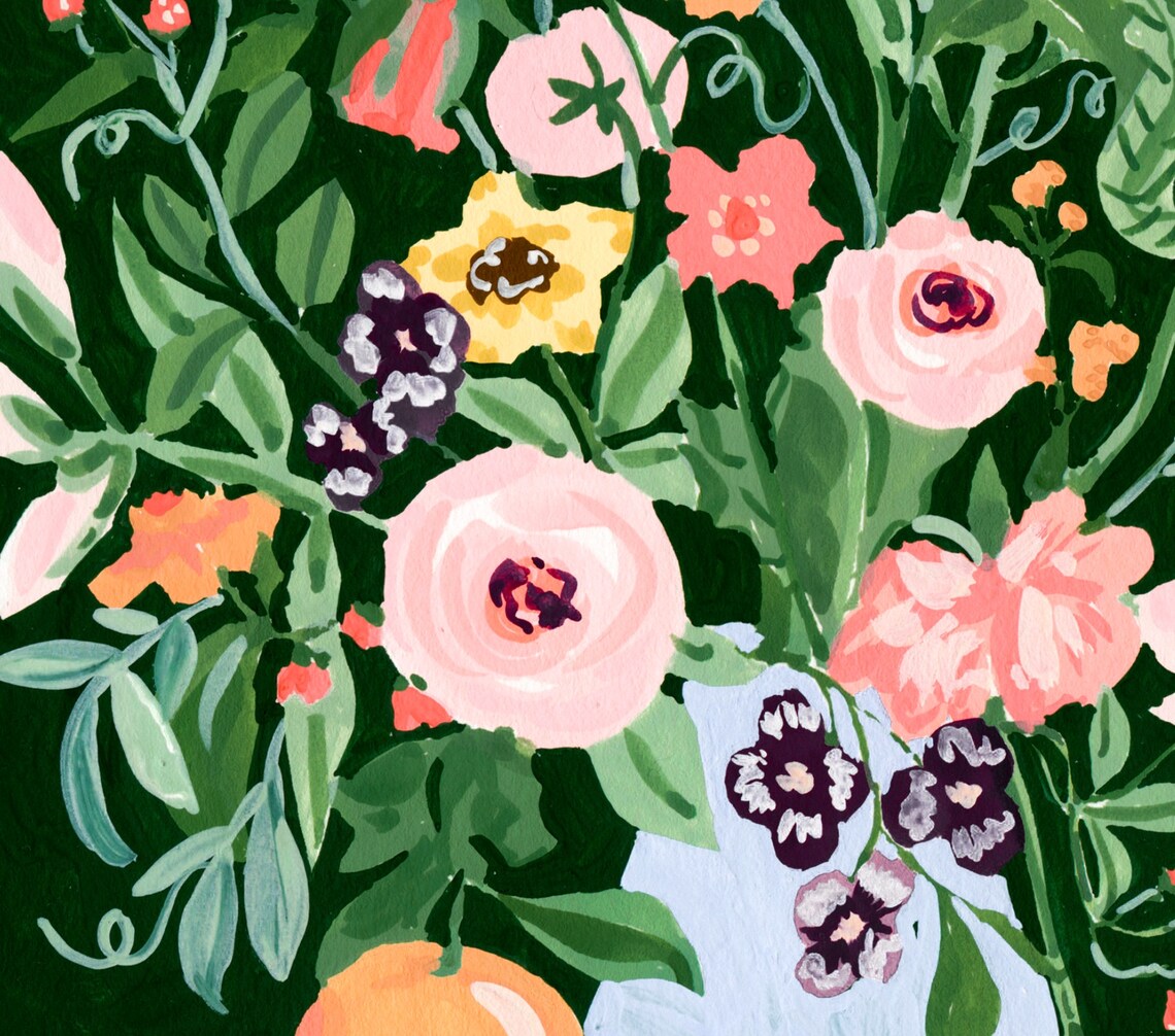 Floral Arrangement Watercolor Art Print, Still Life - Image 2