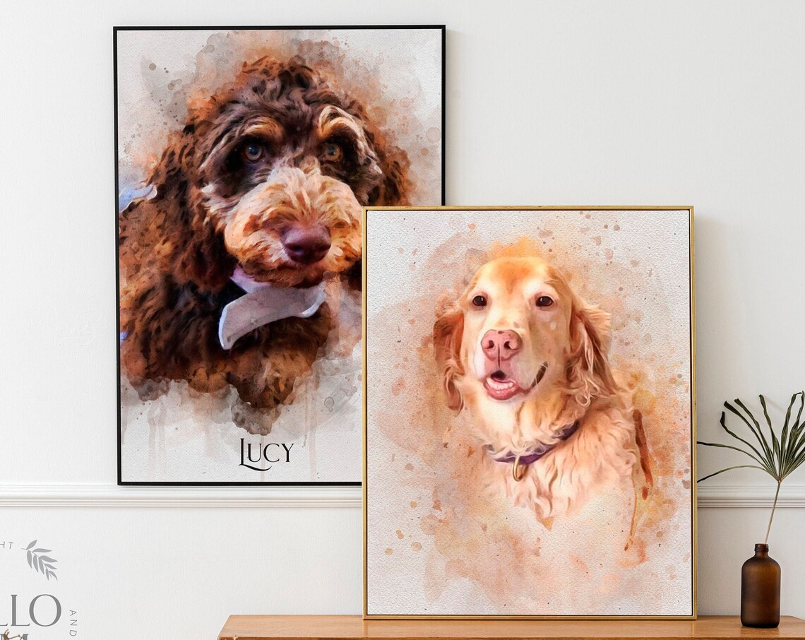 Watercolor Personalized Pet Portrait Art Print