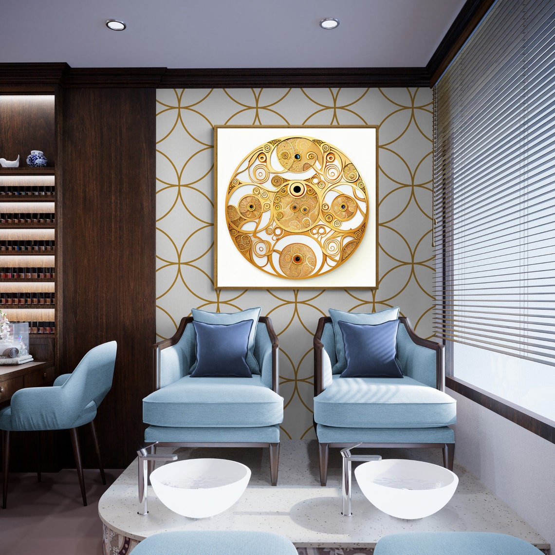 Klimt Style Gold Filigree Circular Mandala Wall Decor Poster - Image 2